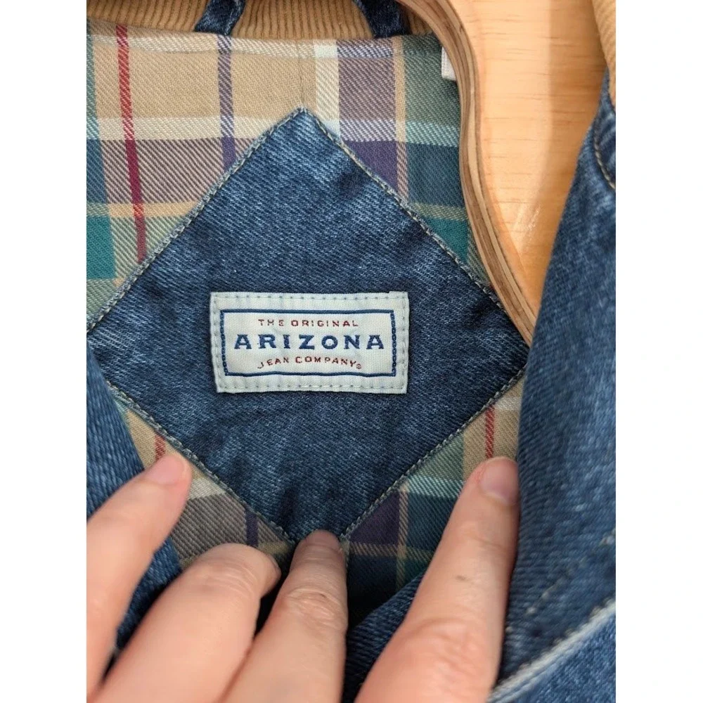 Arizona Jean Co. Vintage Flannel Lined Jean Jacket Corduroy Collar Youth 14/16